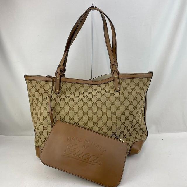 GUCCI グッチ GGキャンバス トートバッグ 247209 レザー ポーチ付き