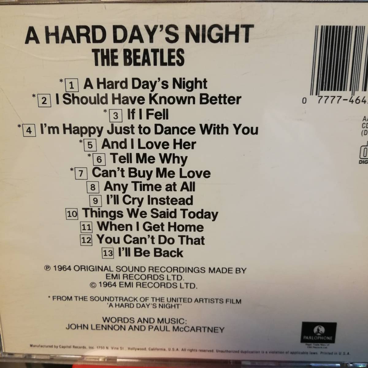 US CD CD A Hard Day's Night ビートルズがやって来るヤァ!ヤァ!ヤァ! 米盤_画像2