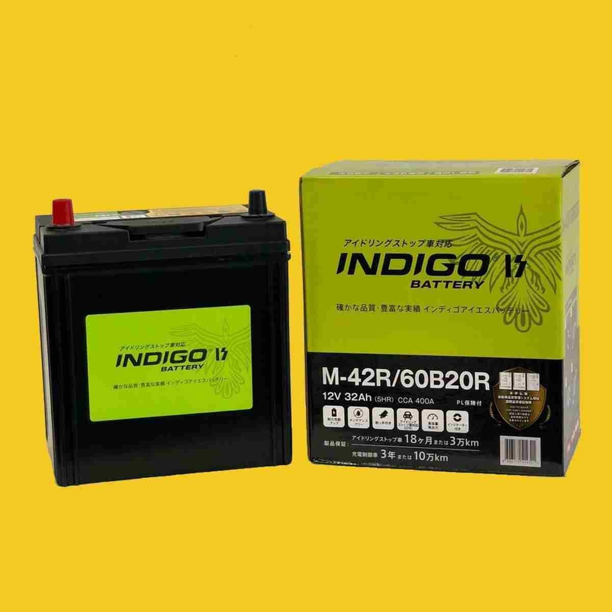 N BOX 【インディゴバッテリー】M-42R/60B20R 互換:40B20R,38B20R アイドリングストップ車対応 新品 保証付 即納_画像1