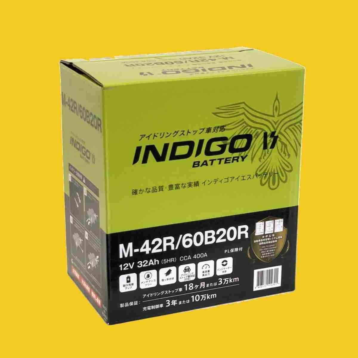 【インディゴバッテリー】M-42R/60B20R N BOX+ DBA-JF1 互換:40B20R,M-42R アイドリングストップ車対応 新品 保証付 即納_画像3