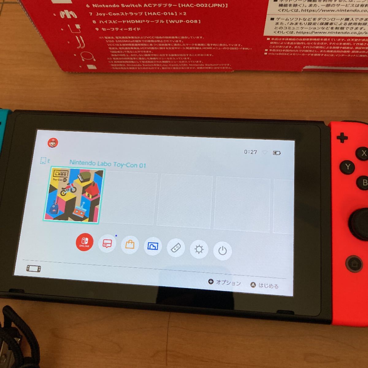 Nintendo Switch JOY-CON(L) ネオンブルー/(R) ネオンレッド 新型本体 中古品 動作確認済