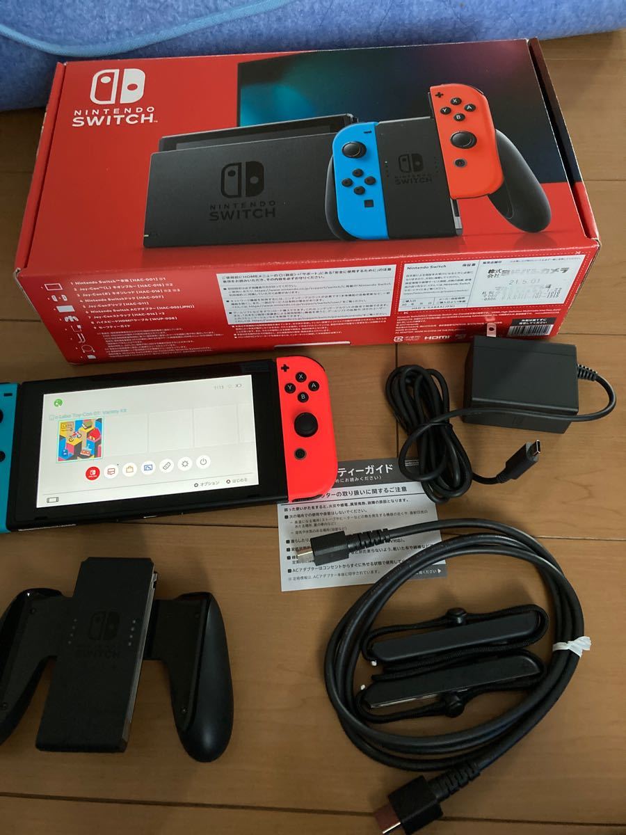 Nintendo Switch JOY-CON(L) ネオンブルー/(R) ネオンレッド 新型本体 中古品 動作確認済