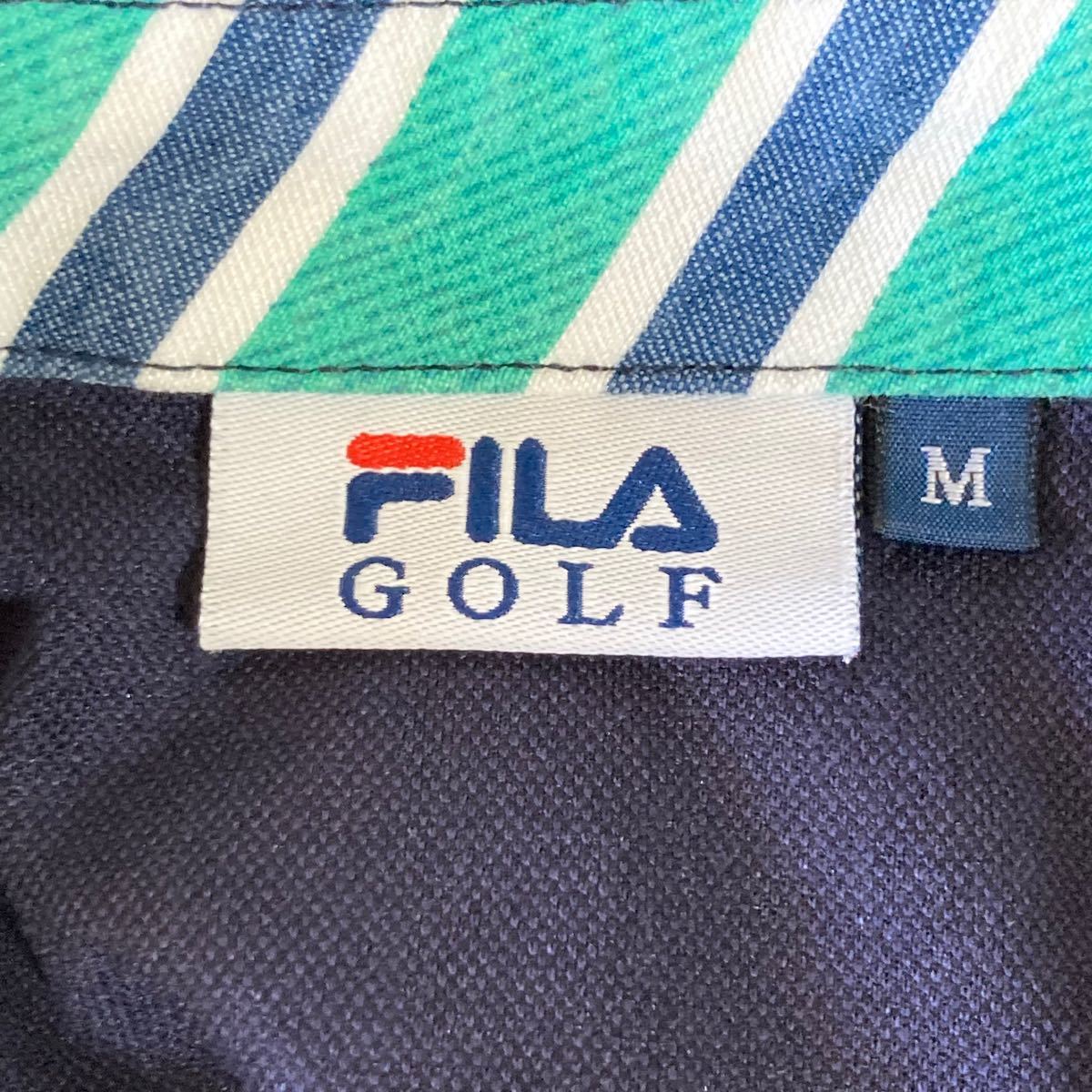 【人気】FILA GOLF ゴルフウェア　ポロシャツ レディース　M ネイビー　紺　ドット　水玉　点　ワッペン