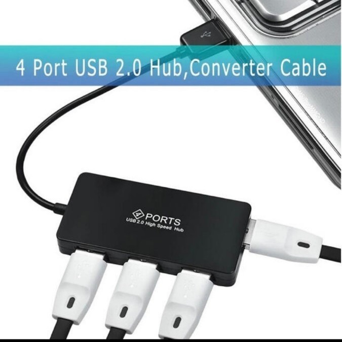 高品質 USBハブ 高速 USB 2.0ｘ４ ポート バスパワー対応 【黒】