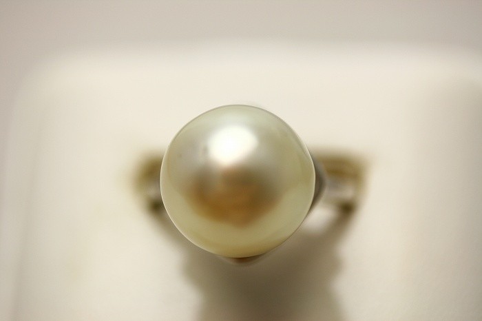 南洋白蝶真珠パールリング【指輪】　12mm　クリームカラー　シルバー製リング枠