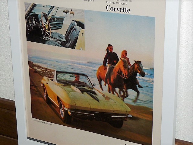 1967年 USA 60s vintage 洋書雑誌広告 額装品 GM Chevrolet Corvette Sting Ray シボレー コルベット スティングレイ (A4size A4サイズ)_画像3