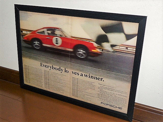 CF 1970年 USA 70s vintage 洋書雑誌広告 額装品 Porsche 人気商品 2022年のクリスマス 911 A3size 検索用 ポルシェ 店舗 装飾 看板 雑誌見開きサイズ ガレージ