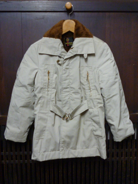 USA old clothes 60s 70s ANDERSON LITTLE jacket 14 beige khaki lunch car half coat cotton inside boa 