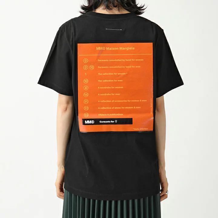 新品レア 2019AW MM6 エムエム6 メゾンマルジェラ バック ロゴ プリント オーバーサイズ Tシャツ XS 定4.29万 黒 レディース マルジェラ_画像2