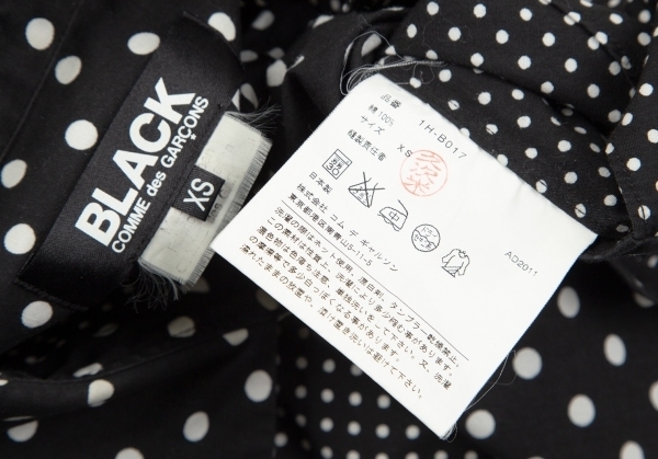 ブラックコムデギャルソンBLACK COMME des GARCONS フロントピンドット切替ドットプリントシャツ 黒白XS 【レディース】_画像10