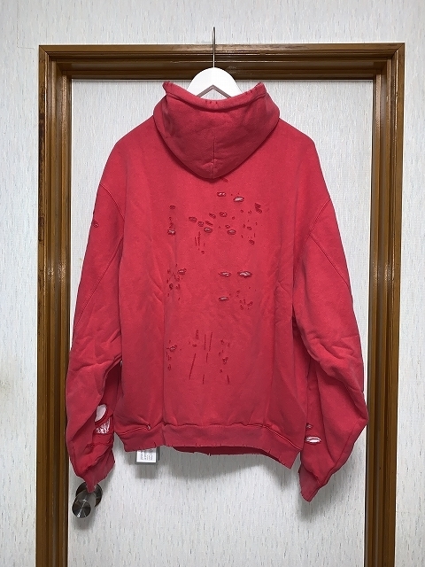 XS 新品 21ss BALENCIAGA バレンシアガ CAPS DESTROYED フーディー パーカー_画像2