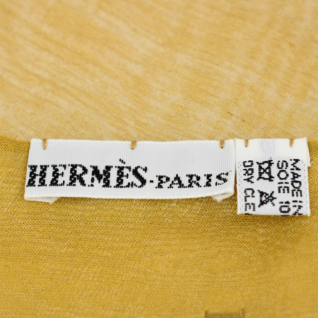 超美品 エルメス HERMES ロング スカーフ マフラー ゴールド シルク