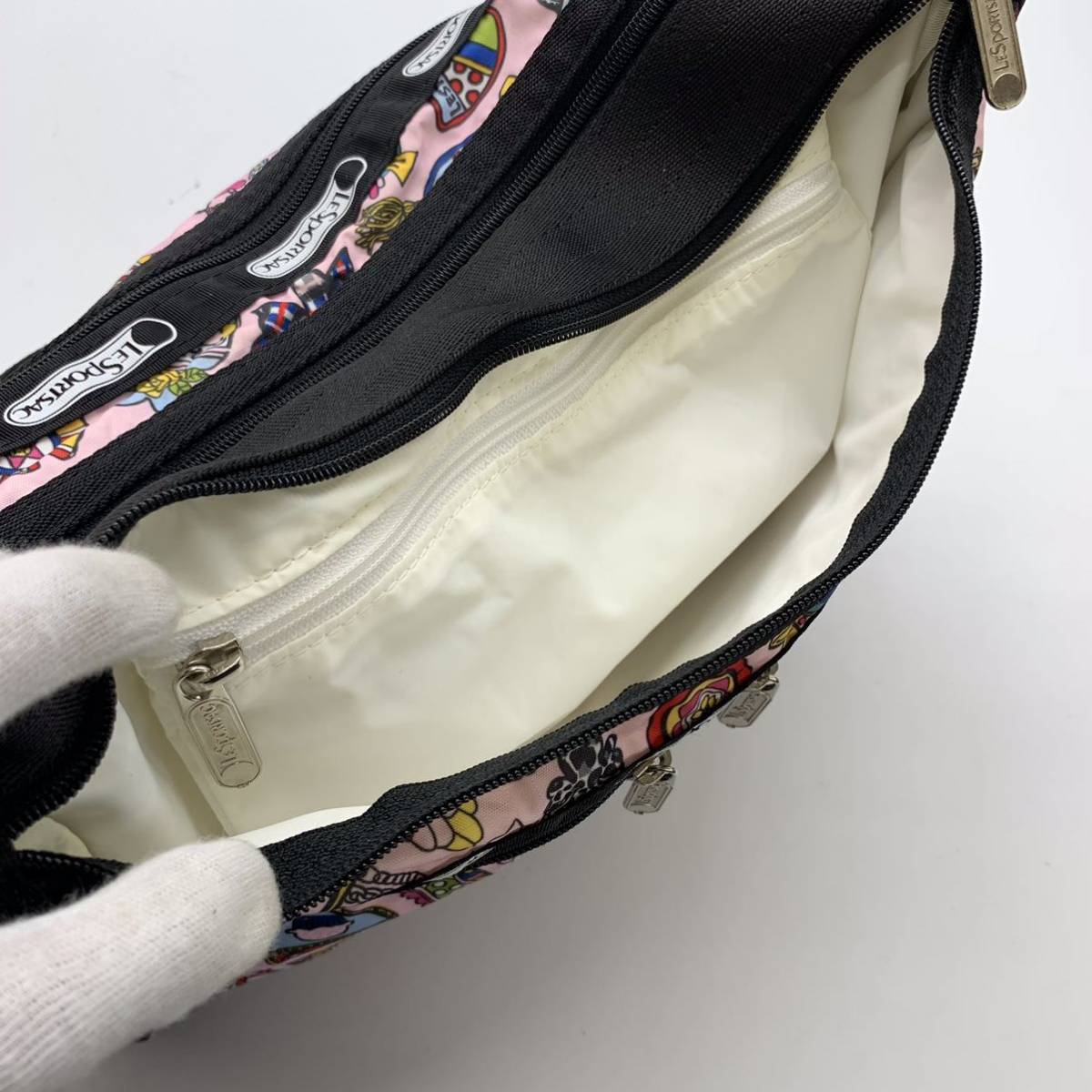 LESPORTSAC レスポートサック ショルダーバック ナイロン ピンク マルチカラー レディース 肩がけ 管理TN24588_画像8