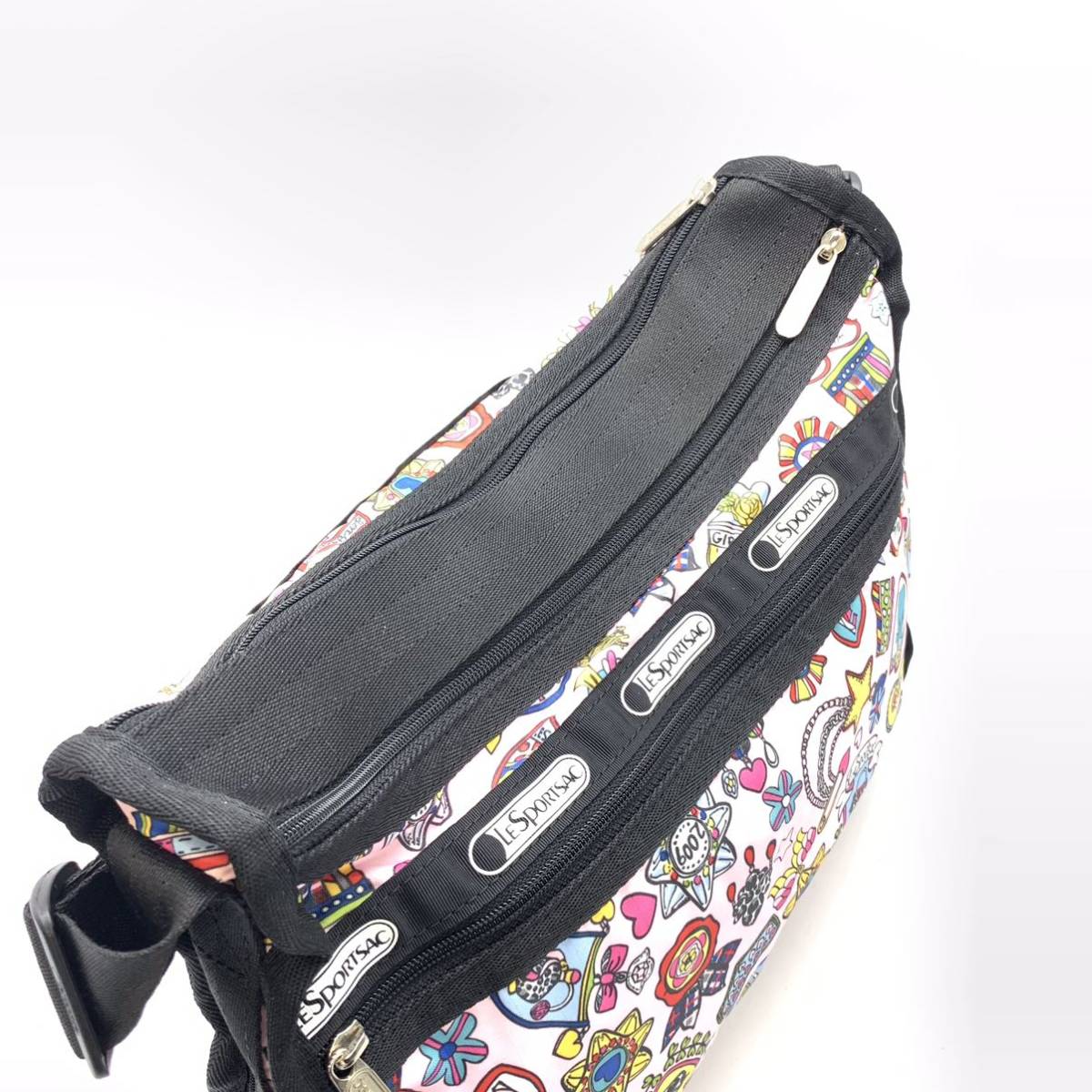 LESPORTSAC レスポートサック ショルダーバック ナイロン ピンク マルチカラー レディース 肩がけ 管理TN24588_画像6