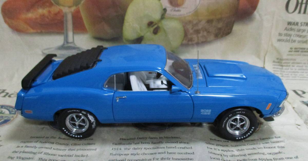 * очень редкий распроданный * Franklin Mint *1/24*1970 Ford Mustang Boss 429 голубой 