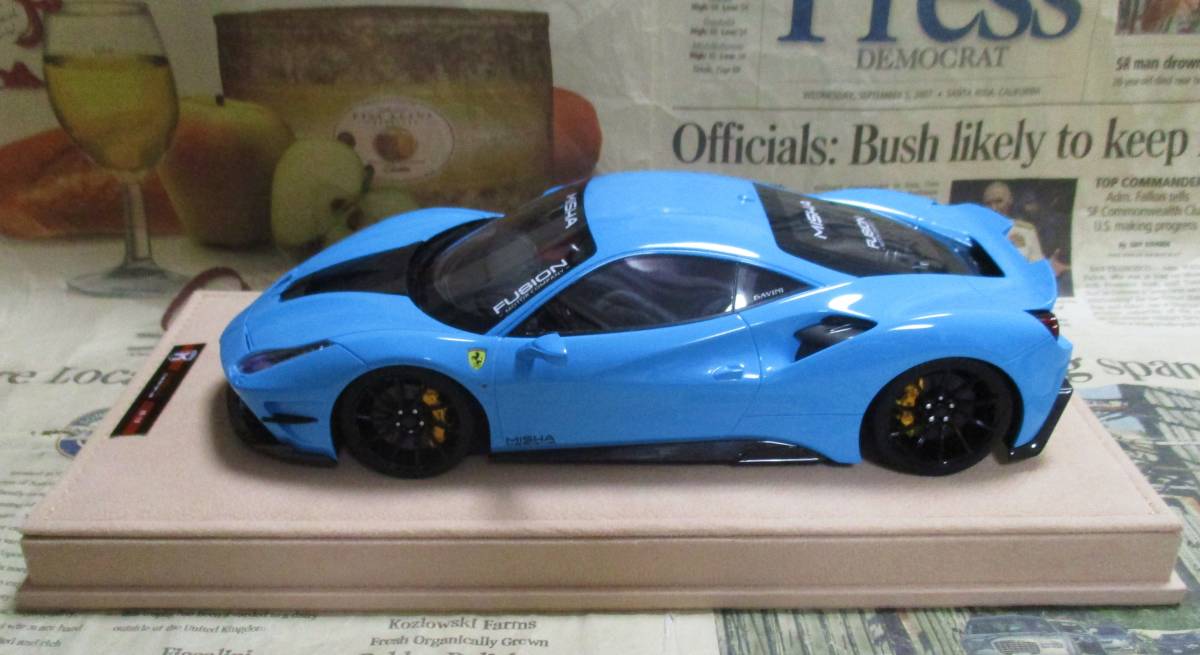 ☆激レア絶版☆世界10台*Misha Designs特注*1/18*Ferrari 488 Coupe ベイビーブルー≠BBR,MR_画像5