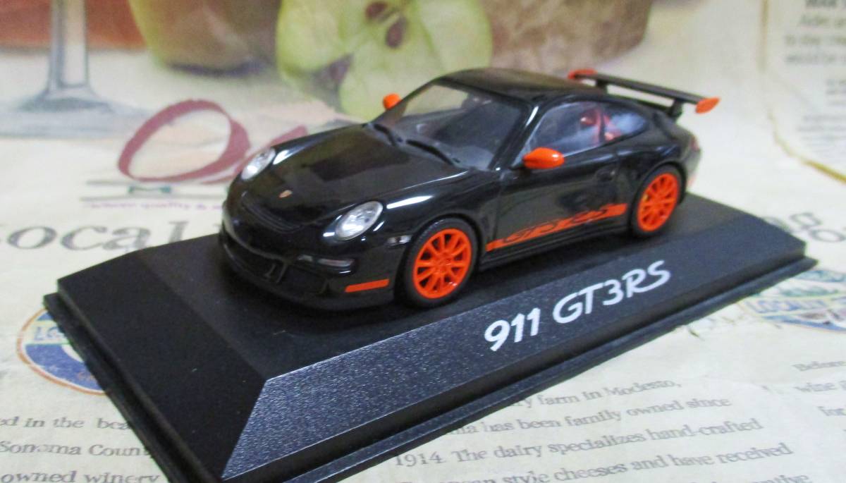 魅力の GT3 (997) 911 PMA*1/43*Porsche ★激レア絶版*ディーラー限定*Minichamps RS ブラック/オレンジ*ポルシェ 2006 3.6 乗用車