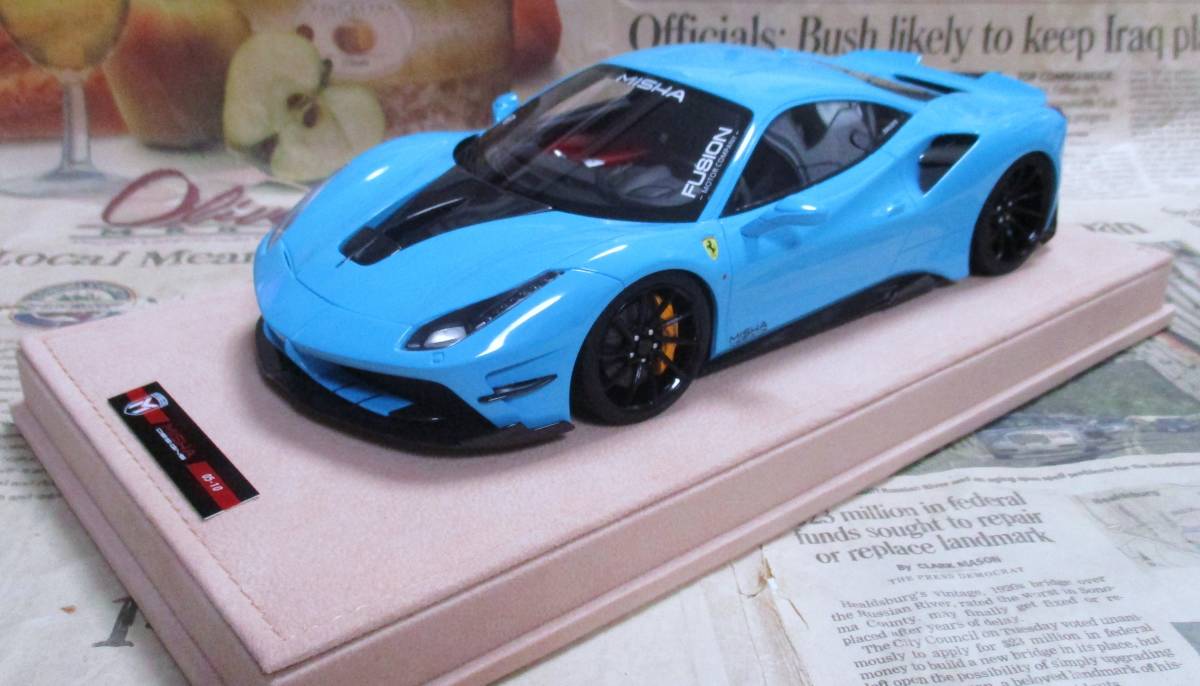 ☆激レア絶版☆世界10台*Misha Designs特注*1/18*Ferrari 488 Coupe ベイビーブルー≠BBR,MR_画像1