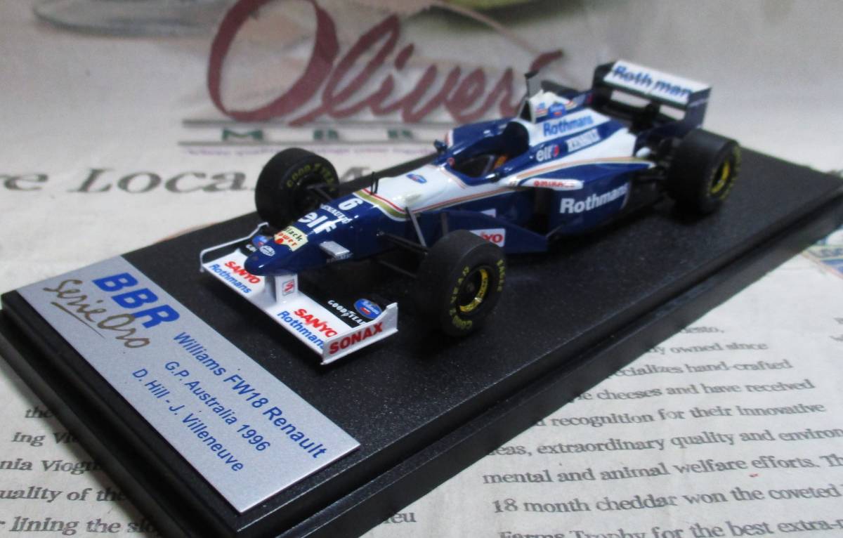 ★激レア絶版*BBR*1/43*Williams Renault FW18 #6 Rothmans 1996 Australian GP*Jacques Villeneuve≠MR