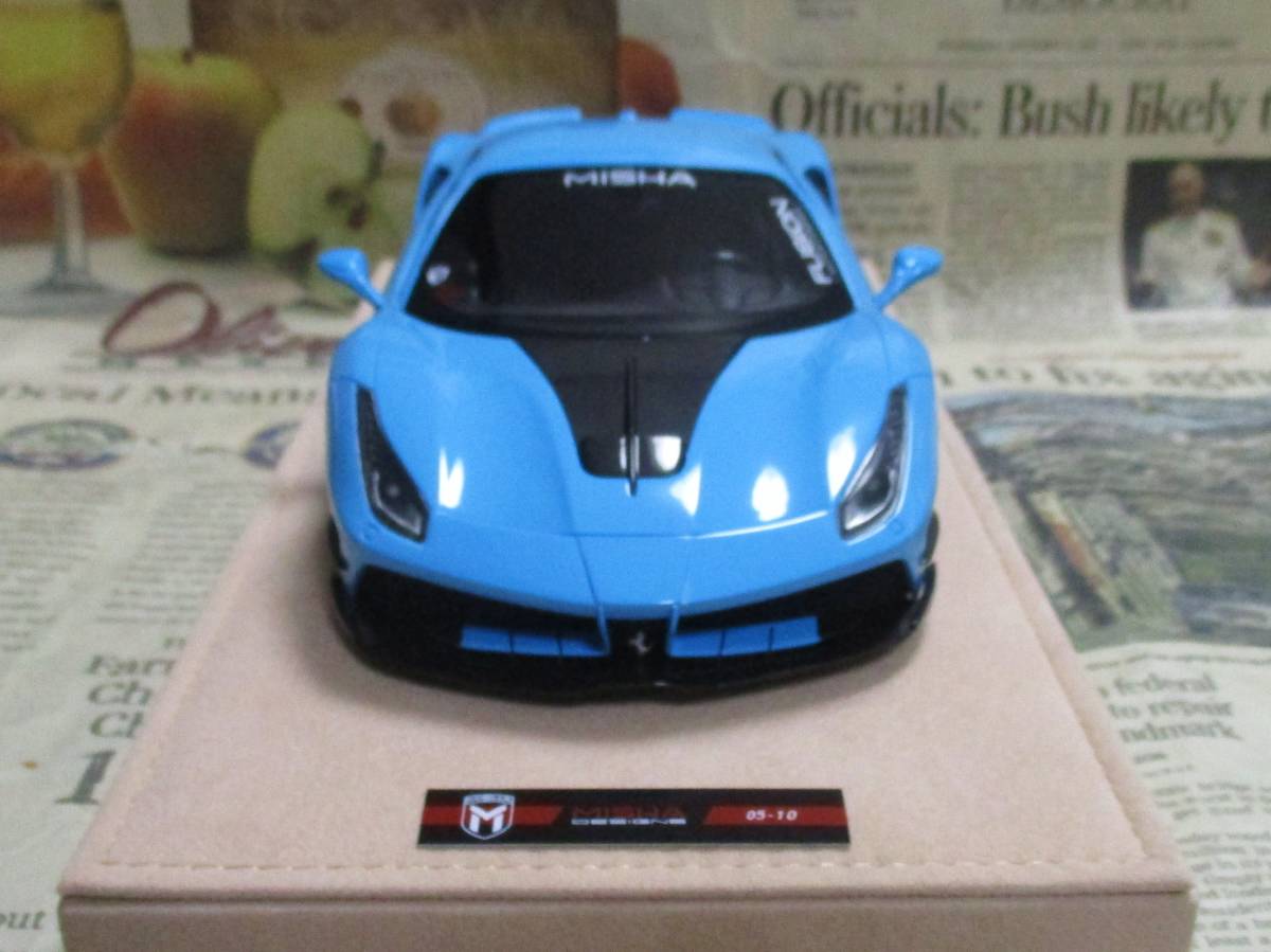 ☆激レア絶版☆世界10台*Misha Designs特注*1/18*Ferrari 488 Coupe ベイビーブルー≠BBR,MR_画像3