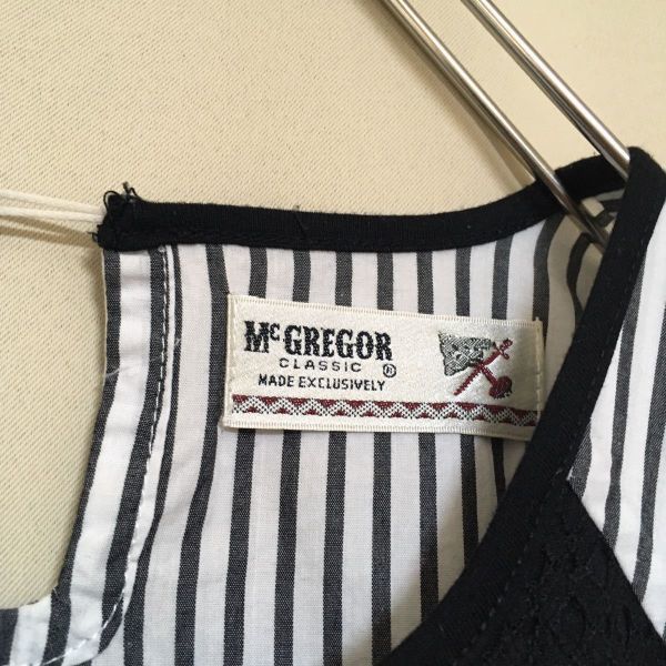 【美品】McGREGOR マックレガー クラシック 異素材コンビ ブラウス カットソー Mサイズ レディース ブラック×ホワイト レース ストライプ_画像6