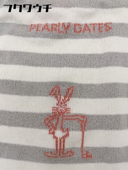 ◇ PEARLY GATES パーリーゲイツ ボーダー タートルネック ロゴ 長袖 ニット サイズ1 グレー系 ベージュ系 メンズ 1109140012368_画像6