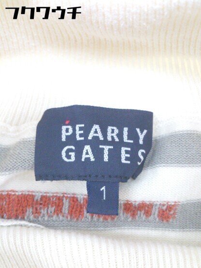 ◇ PEARLY GATES パーリーゲイツ ボーダー タートルネック ロゴ 長袖 ニット サイズ1 グレー系 ベージュ系 メンズ 1109140012368_画像3