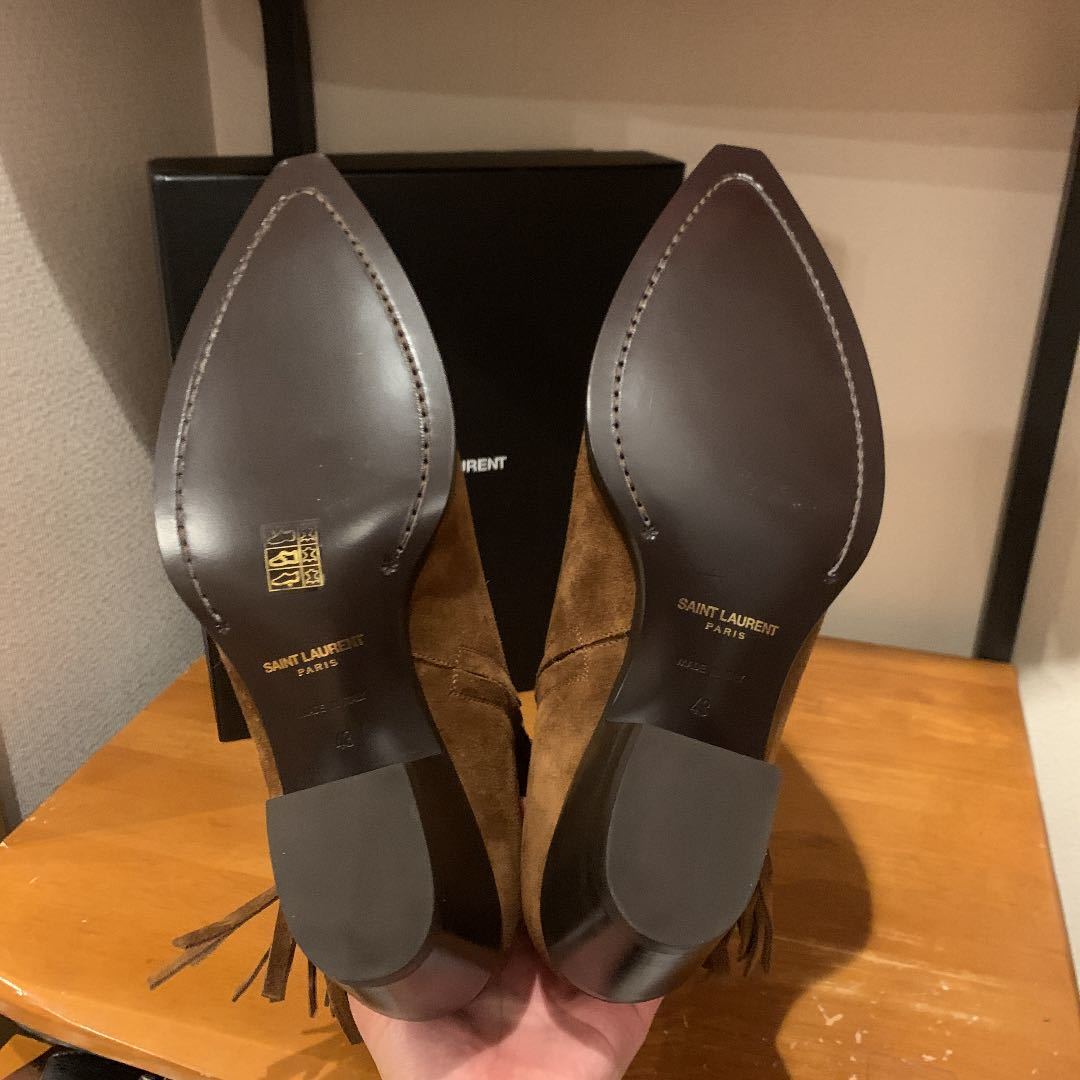 新品 Saint Laurent Paris サンローラン パリ スエードブーツ フリンジ