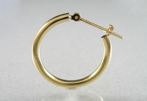 K18 yellow gold 2×30 hoop earrings one-side ear for 