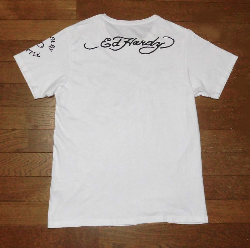 Don Ed Hardy エド ハーディー KILLS LOVE SLOWLY スカル Tシャツ 半袖 コットン カットソー 正規品 WHT L 使用少 美品_画像2