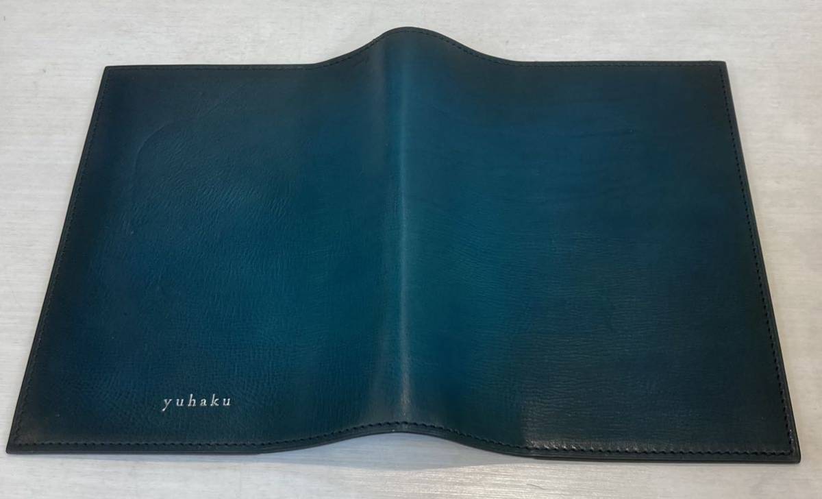  leather worker yu Haku YUHAKU * book cover turquoise blue [ free shipping ]