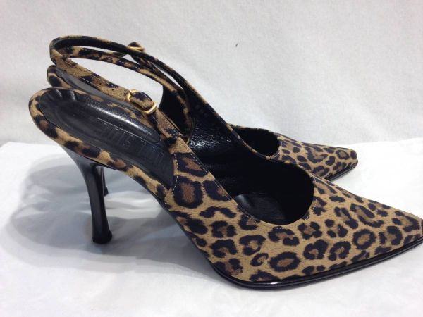 #Y116#POOL SIDE Pool Side pumps leopard print leopard print 24.0cm heel lady's simple shoes 