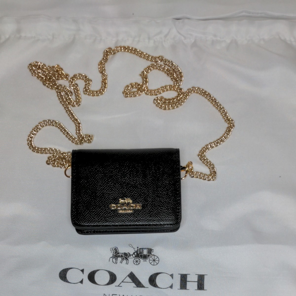 コーチ COACH カード入れ コイン入れ チェーンショルダー ブラック