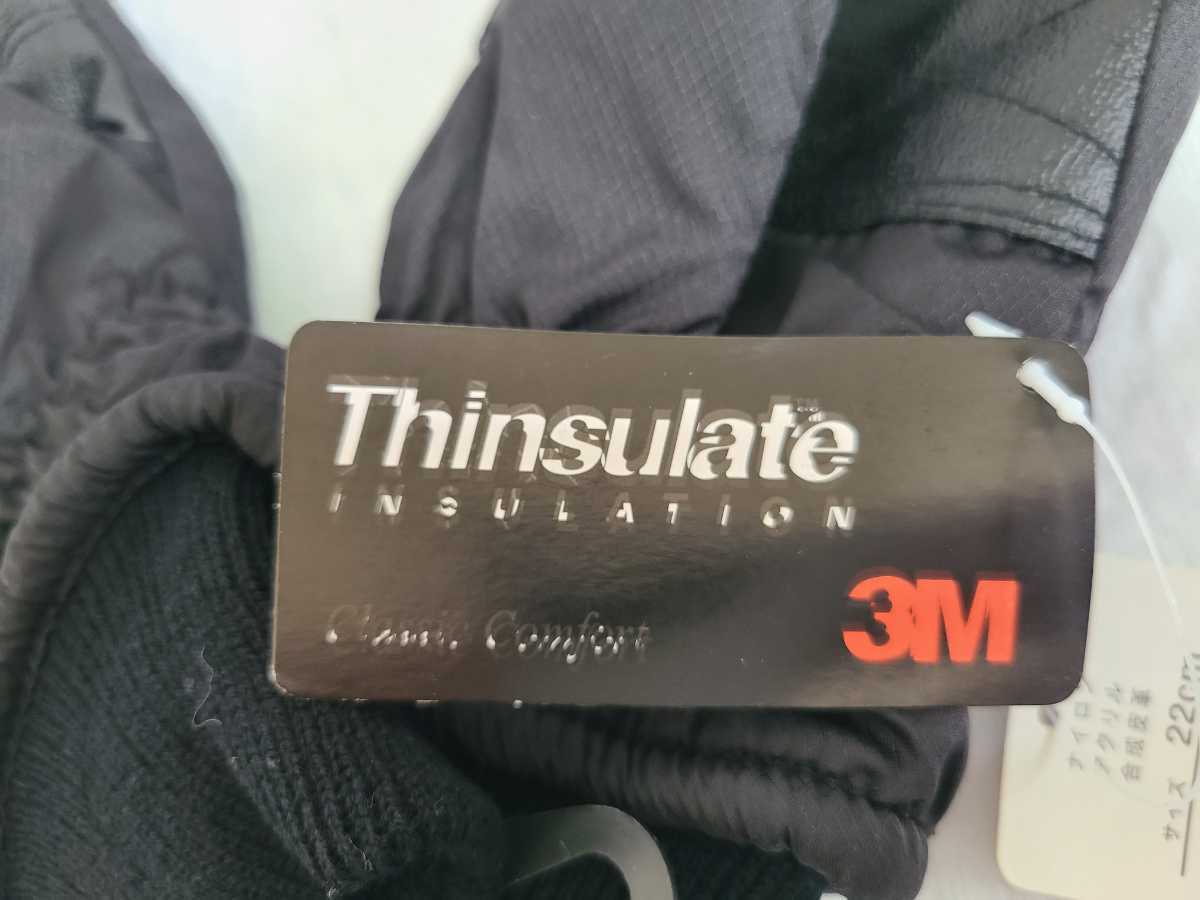 新品 Thinsulate 手袋 レディース 22cm 3M シンサレート 女性用 ブラック insulation classic comfort 40gram_画像6