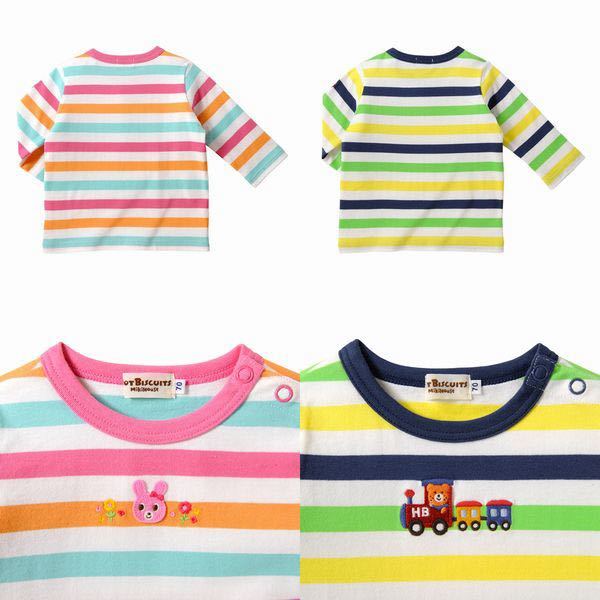 新品タグ付き ミキハウス 120 ピンクボーダー ロンT 長袖Tシャツ　ボーダー柄 長袖Tシャツ_画像3