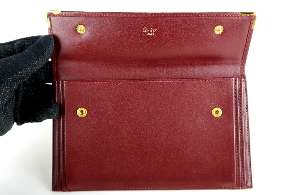 [ as good as new * unused ]Cartier Cartier Must line folding in half long wallet . inserting bordeaux brand small articles box attaching [GJ36]