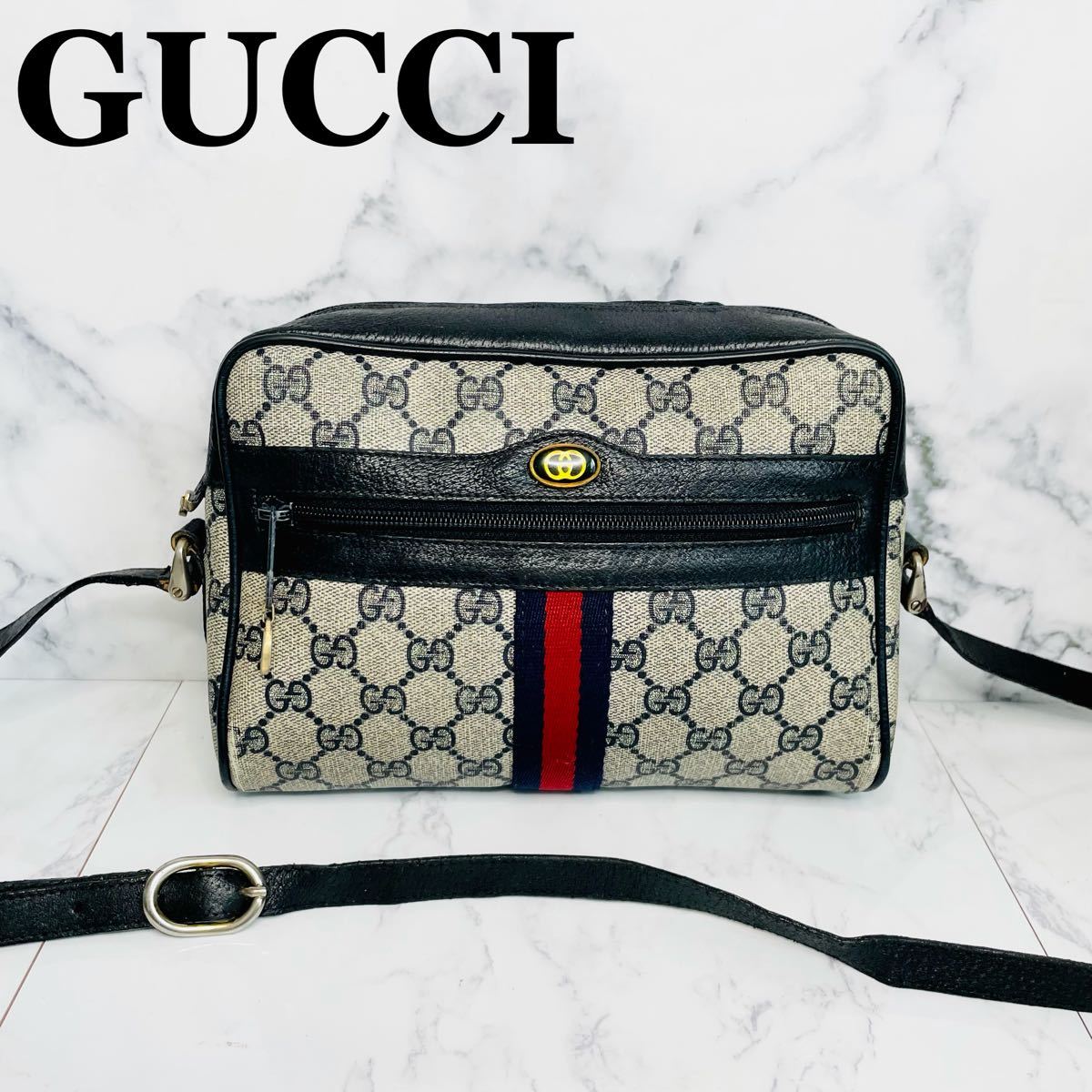 美品 グッチ オールドグッチ シェリーライン ショルダーバッグ