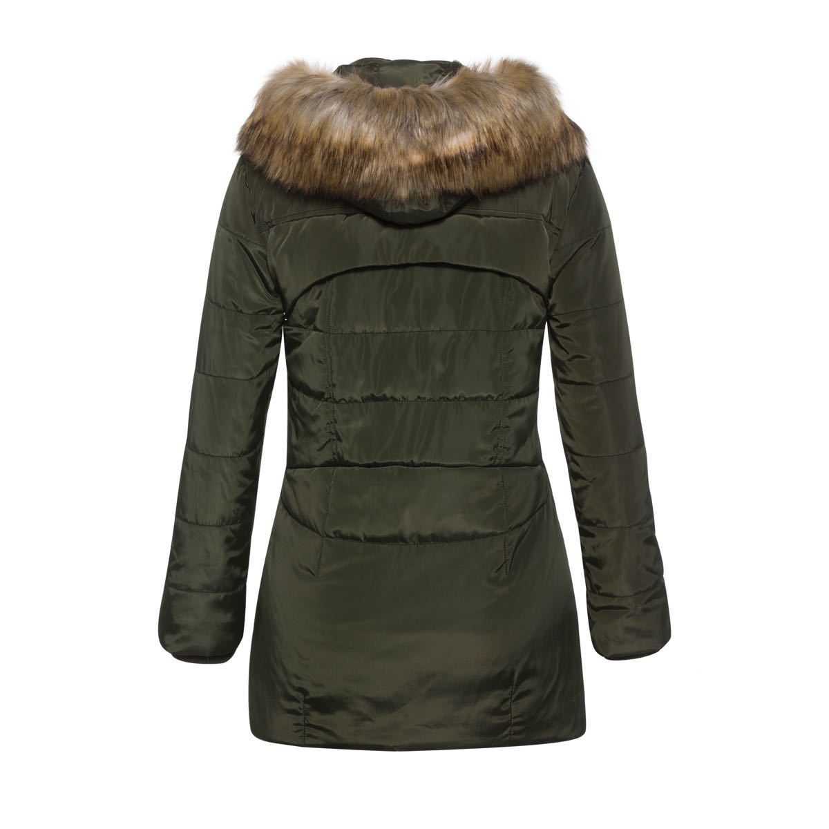 レディースファッション　ファー付き　中綿ジャケット　中綿コート　ダウンジャケット　防寒　レッド　雪国　2XLサイズ