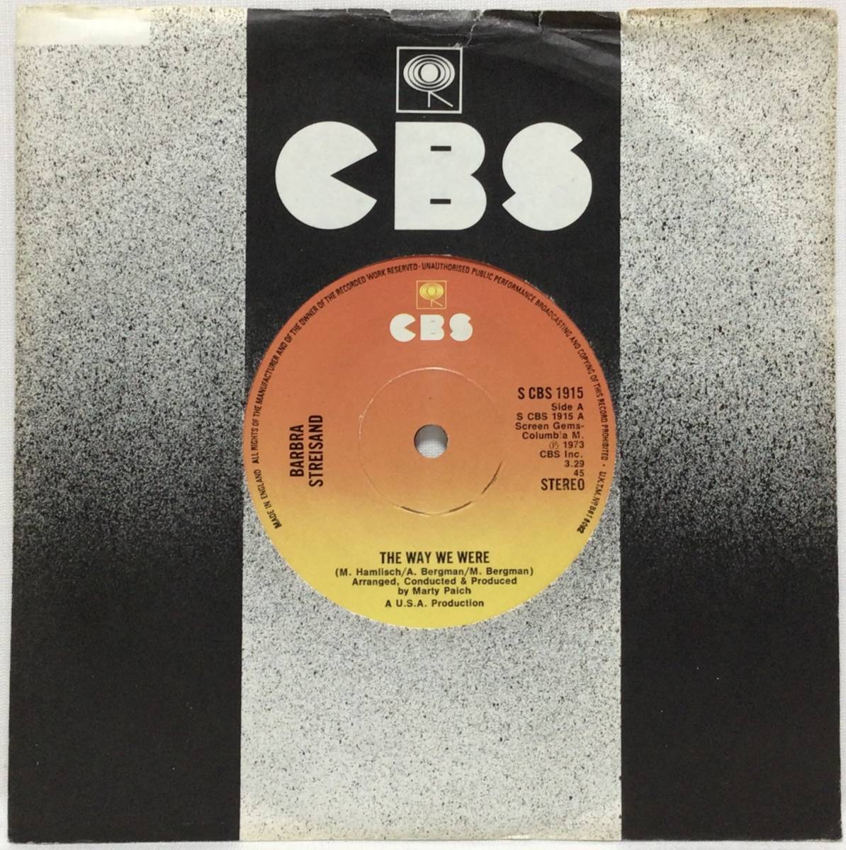 【英7】 BARBRA STREIGHSAND バーブラ・ストライザンド / THE WAY WE WERE 映画 追憶 / 1973 UK盤 7インチシングルレコード EP 45の画像1