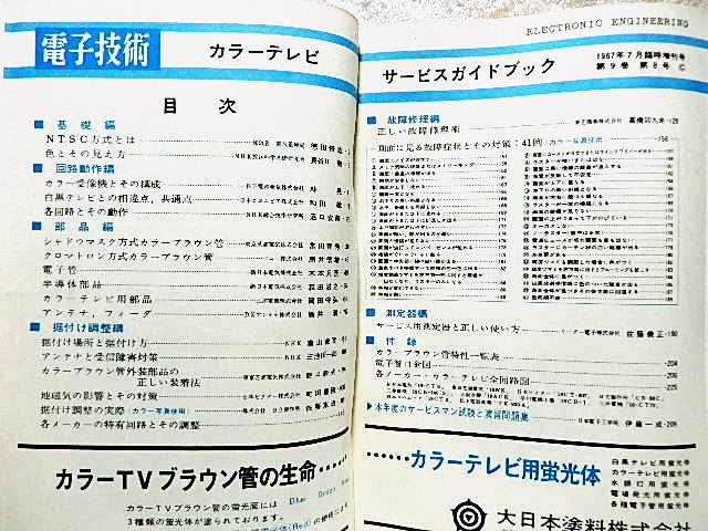 ☆電子技術 臨時増刊号 1967年7月号　カラーテレビ・サービスガイドブック　日刊工業新聞社★ｓ210912　　_画像2