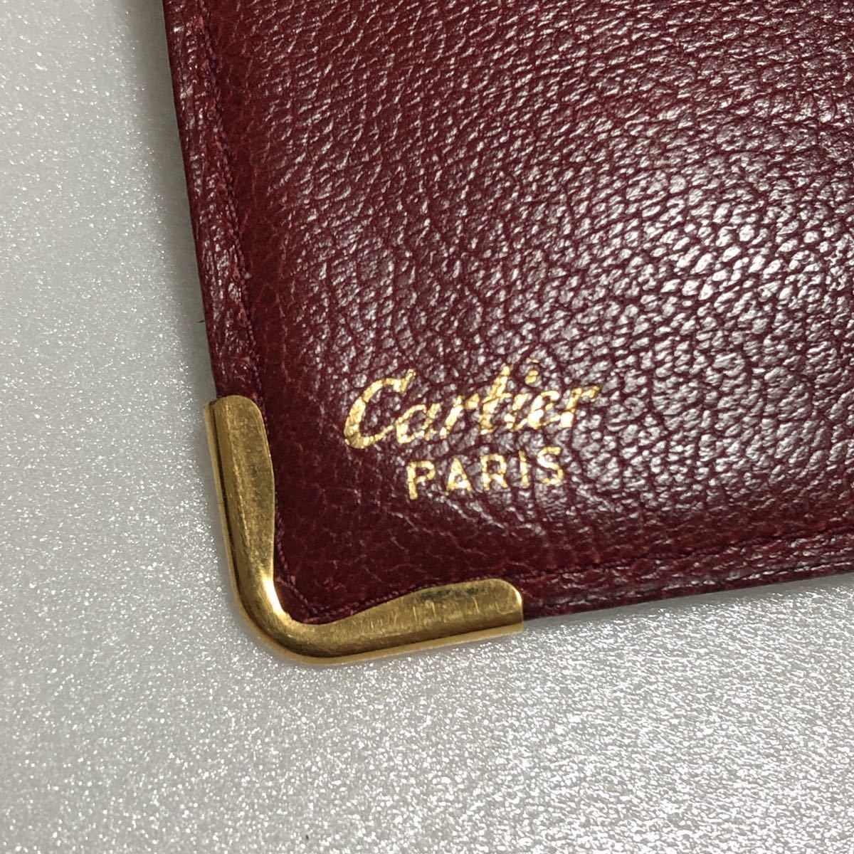 カルティエ Cartier クロコ 折財布 お札入れ ボルドー クロコダイル_画像9