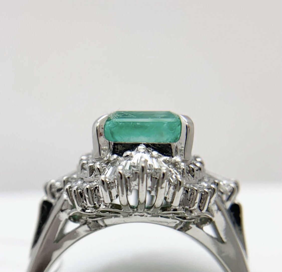 新品同様]プラチナ Pt900 天然エメラルドダイヤモンド リング 指輪