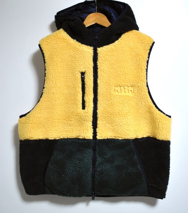 値下げ!! 即決【KITH】キス フリースベスト Sherpa Vest Hoodie 黄 L