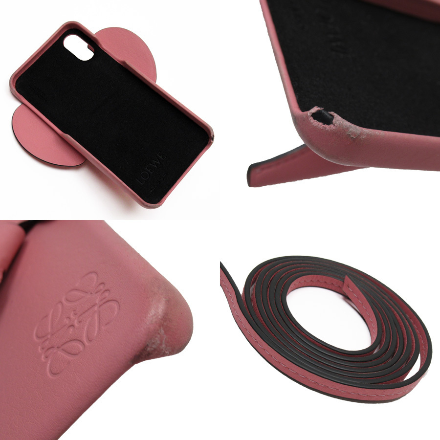 LOEWE ロエベ iPhone X/XS ケース エレファント レザー ピンク h27429a