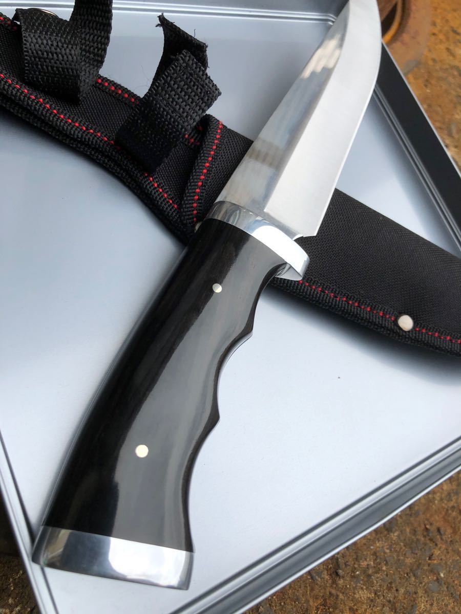 G51 コロンビアナイフ　高品質シースナイフ　黒檀調高級ウッドハンドル 