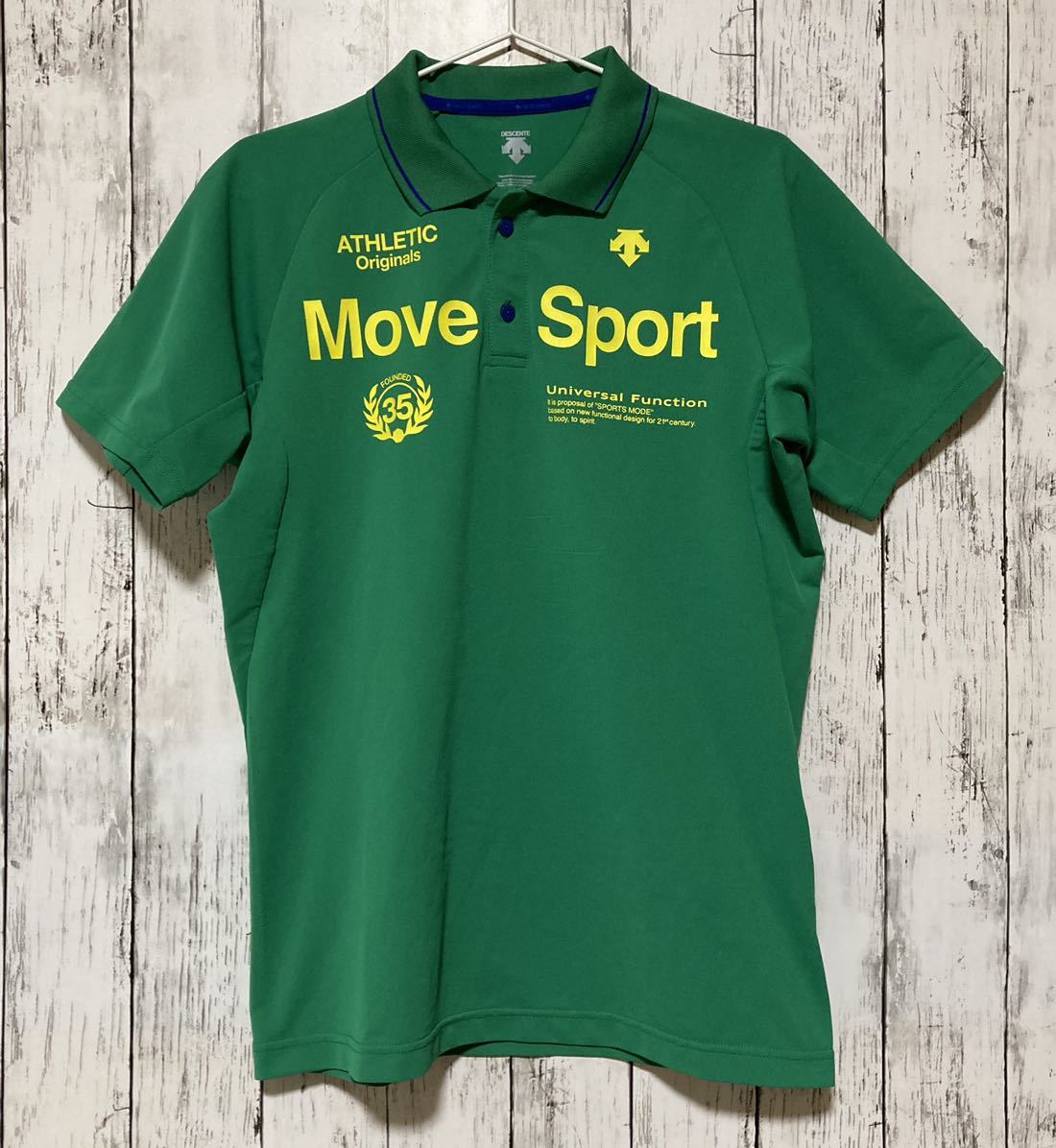 【DESCENTE MOVE SPORT】 デサント ムーブスポーツ メンズ 半袖ポロシャツ Lサイズ グリーン トレーニング_画像1