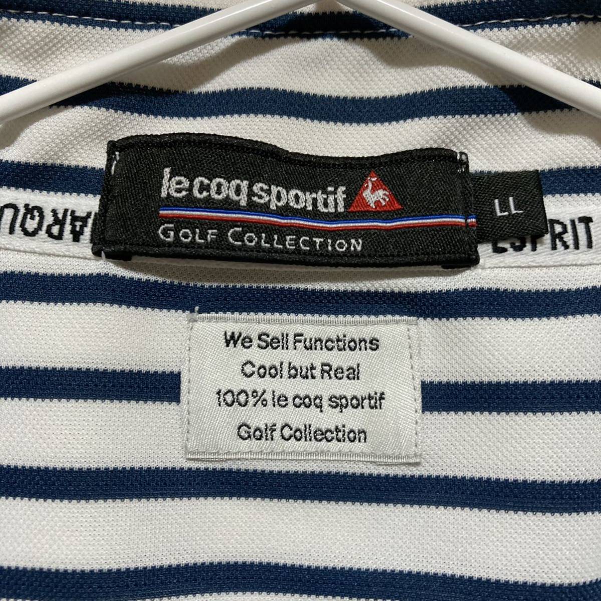 【le coq golf】 ルコックゴルフ メンズ 半袖ハーフジップシャツ LLサイズ ボーダー柄 送料無料!_画像6