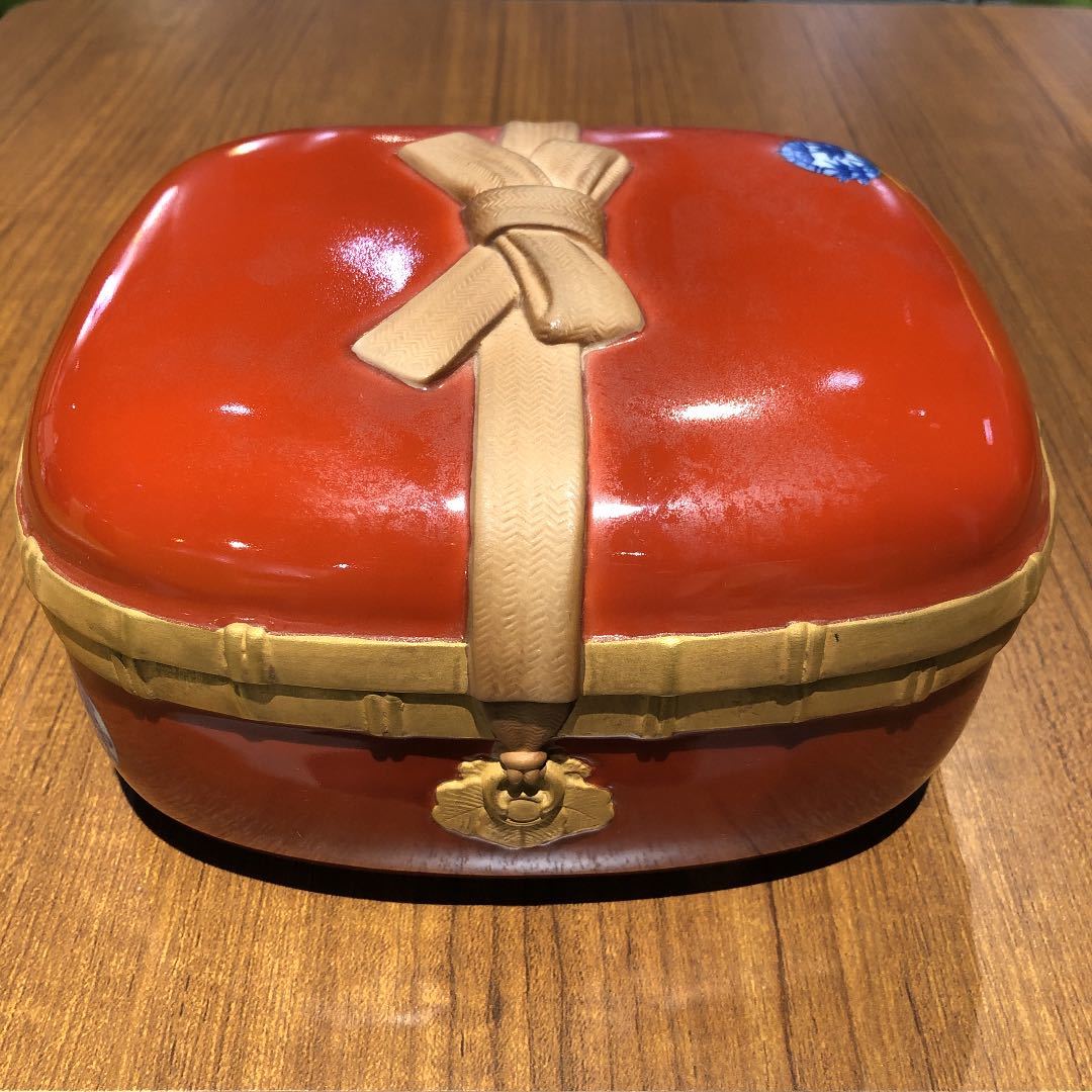 送料無料〉深川製磁 陶箱 丸紋外赤陶箱 蓋物 重箱 蓋物 おせち料理