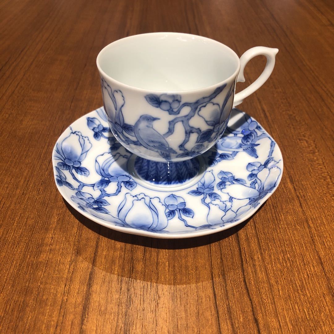 送料無料〉深川製磁 染付木蓮 カップ&ソーサー コーヒーカップ 染付
