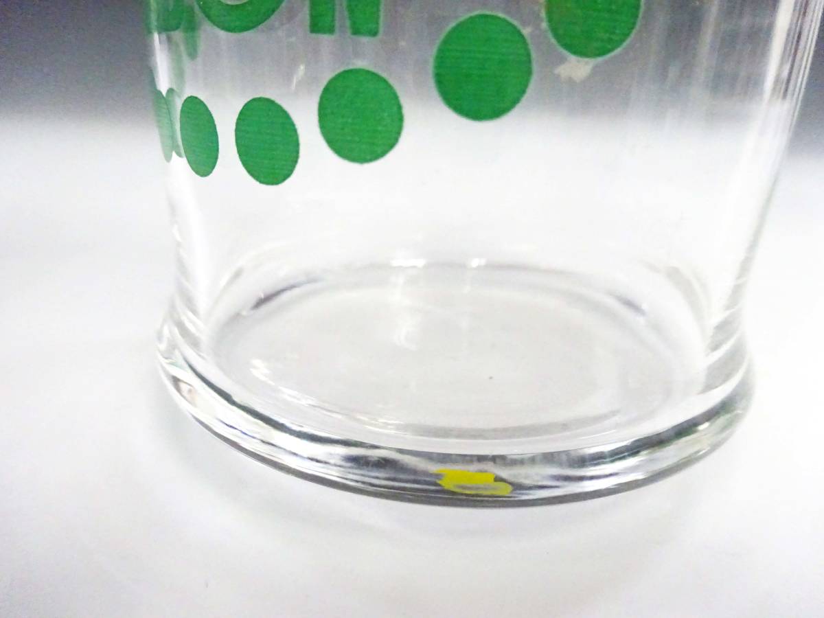 昭和レトロ ガラス製 リボンちゃんグラス 赤・緑2個セット クルクルグラス リボンシトロン 企業物 食器 コップ タンブラー